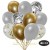 30er Luftballon-Set, 5 Gold, 5 Silber-Konfetti,10 Metallic-Silber und 10 Chrome-Gold Luftballons