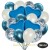 30er Luftballon-Set mit Folienballons, Blau-Konfetti, 9 Metallic-Perlmutt, 8 Chrome-Blau Luftballons und 4 Herzballons aus Folie Blau