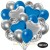 30er Luftballon-Set mit Folienballons, 9 Silber-Konfetti, 9 Metallic-Blau, 8 Chrome-Silber Luftballons, 2 Herzballons aus Folie Silber und 2 Herzballons aus Folie Blau