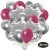 30er Luftballon-Set mit Folienballons, 9 Silber-Konfetti, 9 Metallic-Burgund, 8 Chrome-Silber Luftballons und 4 Herzballons aus Folie Silber
