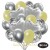 30er Luftballon-Set mit Folienballons, 9 Silber-Konfetti, 9 Metallic-Pastellgelb, 8 Chrome-Silber Luftballons und 4 Herzballons aus Folie Silber