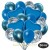 50er Luftballon-Set mit Folienballons, 14 Hellblau-Konfetti, 15 Metallic-Blau, 15 Chrome-Blau Luftballons und 6 Herzballons aus Folie Blau