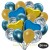 50er Luftballon-Set mit Folienballons, 14 Hellblau-Konfetti, 15 Metallic-Gold, 15 Chrome-Blau Luftballons, 3 Herzballons aus Folie Blau und 3 Herzballons aus Folie Gold