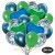 50er Luftballon-Set mit Folienballons, 14 Hellblau-Konfetti, 15 Metallic-Grün, 15 Chrome-Blau Luftballons, 3 Herzballons aus Folie Blau und 3 Herzballons aus Folie Grün