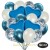 50er Luftballon-Set mit Folienballons, 14 Hellblau-Konfetti, 15 Metallic-Perlmutt, 15 Chrome-Blau Luftballons und 6 Herzballons aus Folie Blau