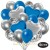 50er Luftballon-Set mit Folienballons, 14 Silber-Konfetti, 15 Metallic-Blau, 15 Chrome-Silber Luftballons, 3 Herzballons aus Folie Blau und 3 Herzballons aus Folie Silber