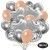 50er Luftballon-Set mit Folienballons, 14 Silber-Konfetti, 15 Metallic-Lachs, 15 Chrome-Silber Luftballons und 6 Herzballons aus Folie Silber
