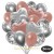 50er Luftballon-Set mit Folienballons, 14 Silber-Konfetti, 15 Metallic-Roségold, 15 Chrome-Silber Luftballons, 3 Herzballons aus Folie Silber und 3 Herzballons aus Folie Roségold