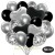 50er Luftballon-Set mit Folienballons, 14 Silber-Konfetti, 15 Metallic Schwarz, 15 Chrome-Silber Luftballons, 3 Herzballons aus Folie Silber und 3 Herzballons aus Folie Schwarz