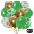 50er Luftballon-Set, 8 Gold, 7 Grün-Konfetti, 18 Metallic-Grün und 17 Chrome-Gold Luftballons