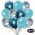 50er Luftballon-Set, 15 Hellblau-Konfetti, 18 Metallic-Hellblau und 17 Chrome-Blau Luftballons