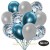 50er Luftballon-Set, 15 Hellblau-Konfetti, 18 Metallic-Silber und 17 Chrome-Blau Luftballons