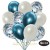 50er Luftballon-Set, 15 Hellblau-Konfetti, 18 Metallic-Weiß und 17 Chrome-Blau Luftballons