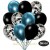 50er Luftballon-Set, 15 Schwarz-Konfetti, 18 Metallic-Schwarz und 17 Chrome-Blau Luftballons