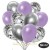 50er Luftballon-Set, 15 Silber-Konfetti, 18 Metallic-Lila und 17 Chrome-Silber Luftballons