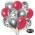 50er Luftballon-Set, 15 Silber-Konfetti, 18 Metallic-Rot und 17 Chrome-Silber Luftballons