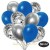 50er Luftballon-Set, 15 Silber-Konfetti, 18 Metallic-Royalblau und 17 Chrome-Silber Luftballons