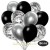 50er Luftballon-Set, 15 Silber-Konfetti, 18 Metallic-Schwarz und 17 Chrome-Silber Luftballons
