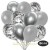 50er Luftballon-Set, 15 Silber-Konfetti, 18 Metallic-Silber und 17 Chrome-Silber Luftballons