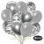 50er Luftballon-Set, 15 Silber-Konfetti, 18 Metallic-Silber und 17 Chrome-Silber Luftballons