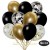 50er Luftballon-Set, 8 Schwarz, 7 Gold-Konfetti, 18 Metallic-Schwarz und 17 Chrome-Gold Luftballons