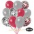 50er Luftballon-Set Metallic, 8 Rot-Konfetti, 7 Silber-Konfetti, 18 Metallic-Rot und 17 Metallic-Silber Luftballons