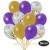 50er Luftballon-Set Metallic, 15 Gold-Konfetti, 18 Metallic-Violett und 17 Metallic-Gold Luftballons