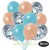 50er Luftballon-Set Metallic, 15 Hellblau-Konfetti, 18 Metallic-Lachs und 17 Metallic-Hellblau Luftballons