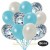 50er Luftballon-Set Metallic, 15 Hellblau-Konfetti, 18 Metallic-Weiß und 17 Metallic-Hellblau Luftballons