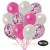 50er Luftballon-Set Metallic, 15 Pink-Konfetti, 18 Metallic-Weiß und 17 Metallic-Pink Luftballons