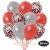 50er Luftballon-Set Metallic, 15 Rot-Konfetti, 18 Metallic-Warmrot und 17 Metallic-Silber Luftballons