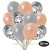 50er Luftballon-Set Metallic, 15 Silber-Konfetti, 18 Metallic-Lachs und 17 Metallic-Silber Luftballons
