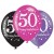 Luftballons, Latexballons Pink Celebration 50 zum 50. Geburtstag, 6 Stück