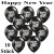 Luftballons Silvester, Motiv Happy New Year, Schwarz, 10 Stück