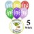 Luftballons Zahl 1  zum 1. Geburtstag / gemischte Farben, 30cm, 5 Stück