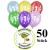Luftballons Zahl 1  zum 1. Geburtstag / gemischte Farben, 30cm, 50 Stück
