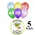 Luftballons Zahl 10  zum 10. Geburtstag / gemischte Farben, 30cm, 5 Stück