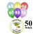 Luftballons Zahl 10  zum 10. Geburtstag / gemischte Farben, 30cm, 50 Stück