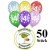 Luftballons Zahl 4  zum 4. Geburtstag / gemischte Farben, 30cm, 50 Stück