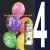 1 Liter Helium-Einwegflasche und 10 Luftballons mit der Zahl 4 zum 4. Geburtstag