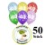 Luftballons Zahl 40  zum 40. Geburtstag / gemischte Farben, 30cm, 50 Stück