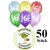 Luftballons Zahl 6  zum 6. Geburtstag / gemischte Farben, 30cm, 50 Stück
