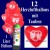 Herzluftballons Super-Mini-Set, 12 rote Herzballons-Tauben, mit Helium-Einweg