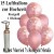 Mini-Set zur Hochzeit, 15 Hochzeitsluftballons in Rosegold , Just Married und Unifarben, 1 Liter Helium