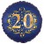 Luftballon aus Folie zum 20. Geburtstag, Satin Navy Blue, 45 cm, rund, inklusive Helium