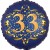 Luftballon aus Folie zum 33. Geburtstag, Satin Navy Blue, 45 cm, rund, inklusive Helium