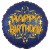 Happy Birthday Luftballon aus Folie zum Geburtstag, Satin Navy Blue, 45 cm, rund, inklusive Helium
