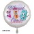 Nihayet Okul! (Endlich Schule)  Weißer, runder Luftballon, 45 cm, Satin de Luxe, inklusive Helium-Ballongas