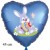 Osterhase mit Osterei und Schmetterling, Frohe Ostern, Luftballon in Satinblau aus Folie mit Helium