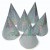 Holografische Partyhüte Silvester, Silber, 6 Stück